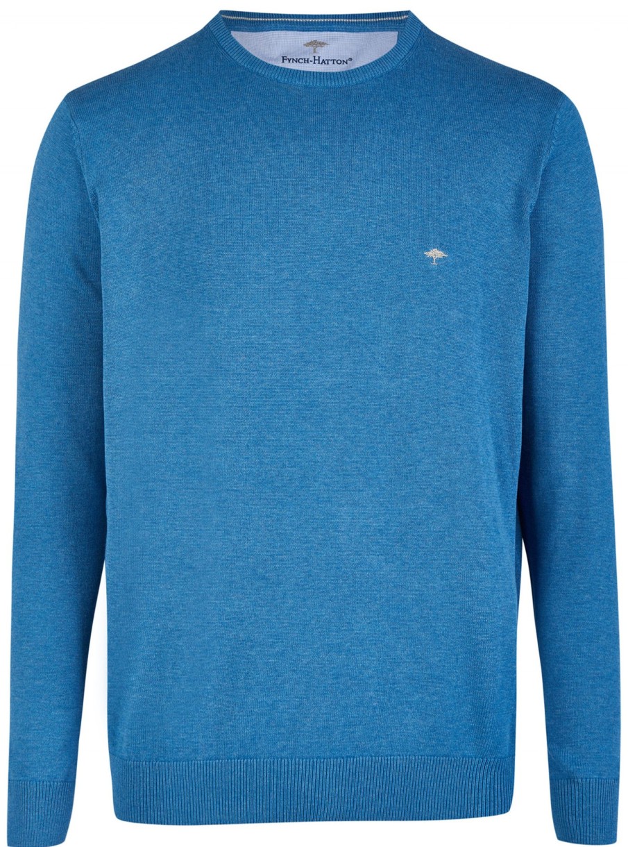 Pullover & Strick Fynch-Hatton | Fynch-Hatton Pullover - Casual Fit - Rundhals-Ausschnitt - Blau