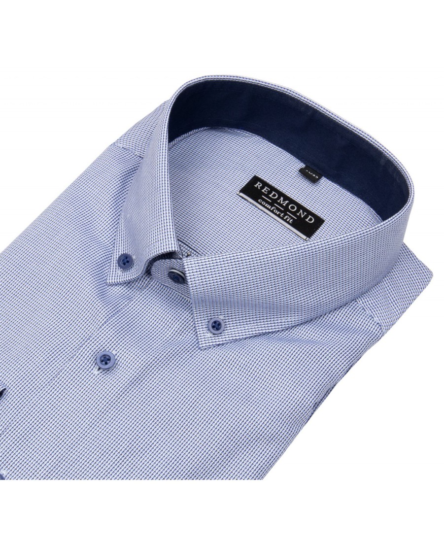 Hemden Redmond | Redmond Hemd - Comfort Fit - Button Down Kragen - Struktur - Blau