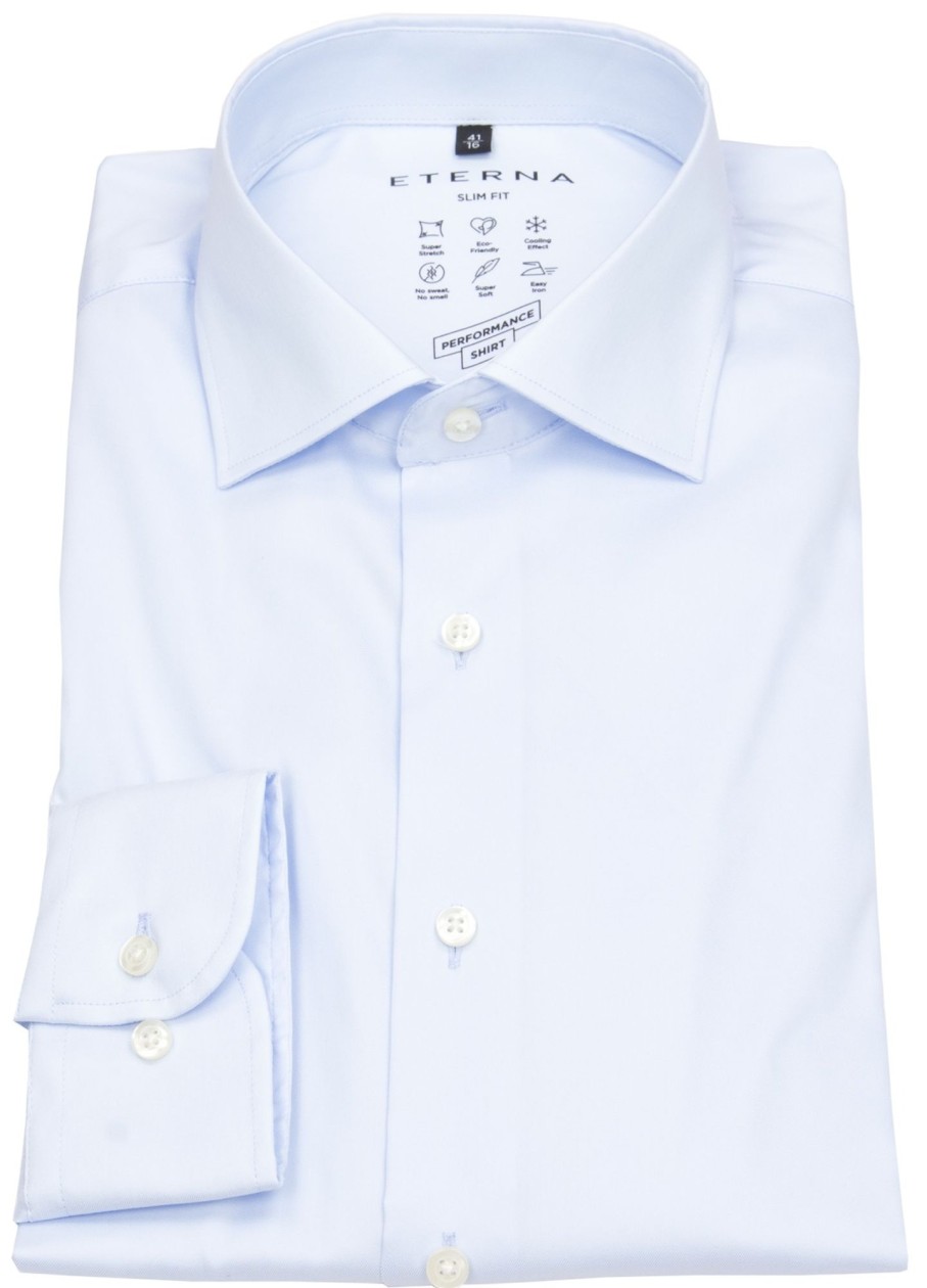 Hemden Eterna | Eterna Hemd - Slim Fit - Performance Shirt - Stretch - Hellblau