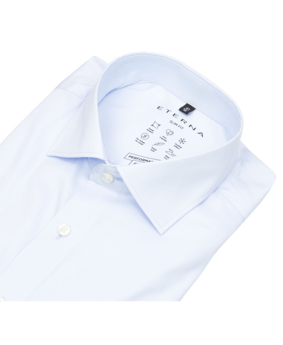 Hemden Eterna | Eterna Hemd - Slim Fit - Performance Shirt - Stretch - Hellblau