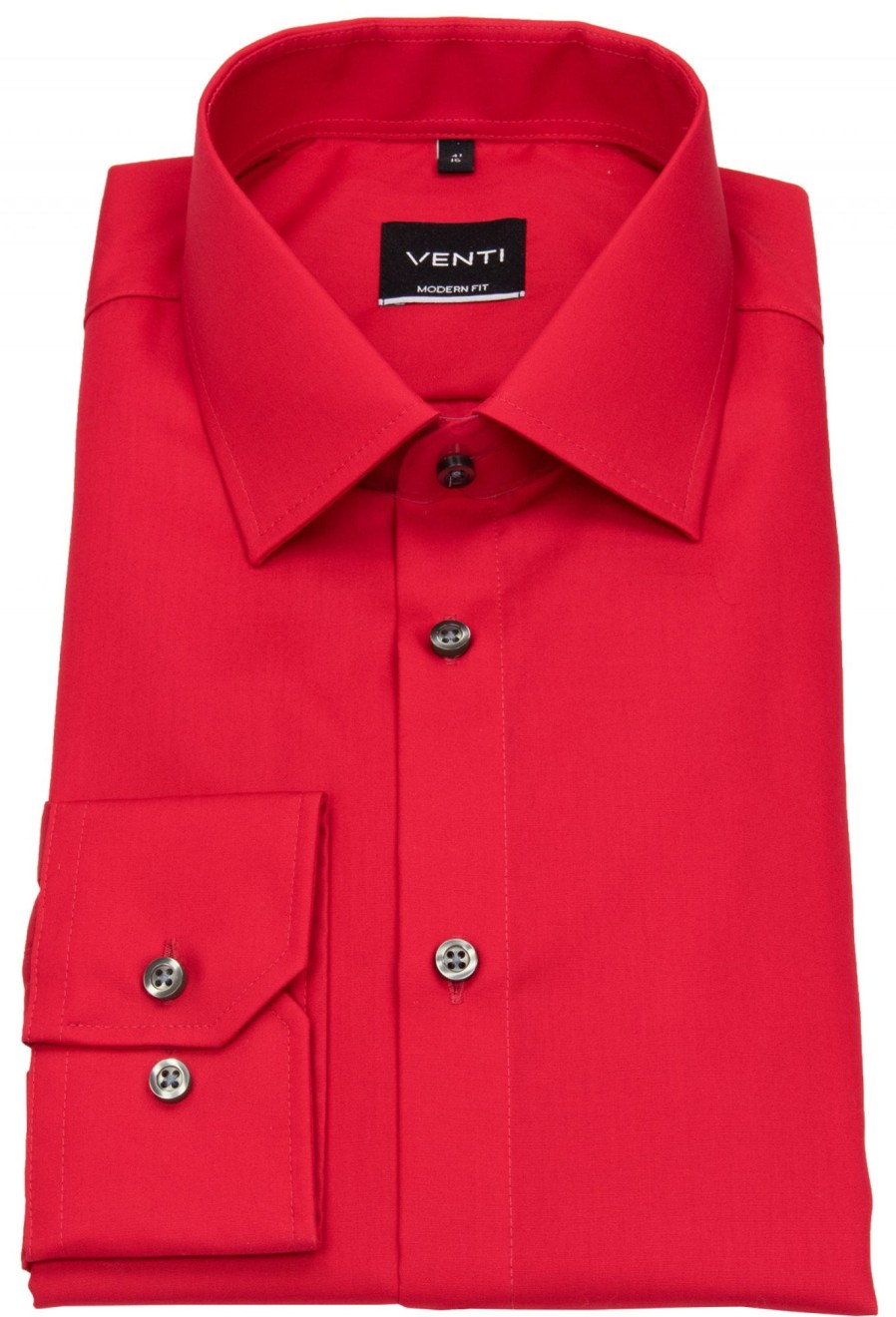 Hemden Venti | Venti Hemd - Modern Fit - Kentkragen - Rot