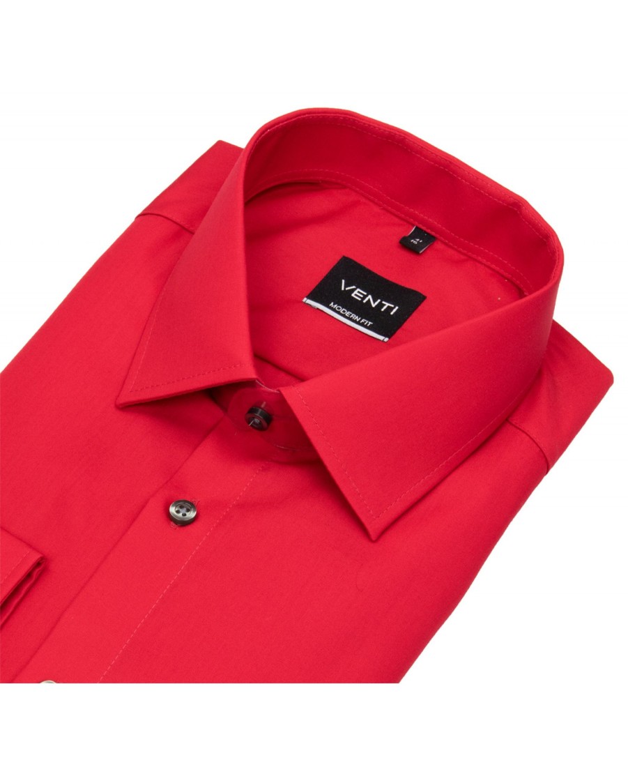 Hemden Venti | Venti Hemd - Modern Fit - Kentkragen - Rot