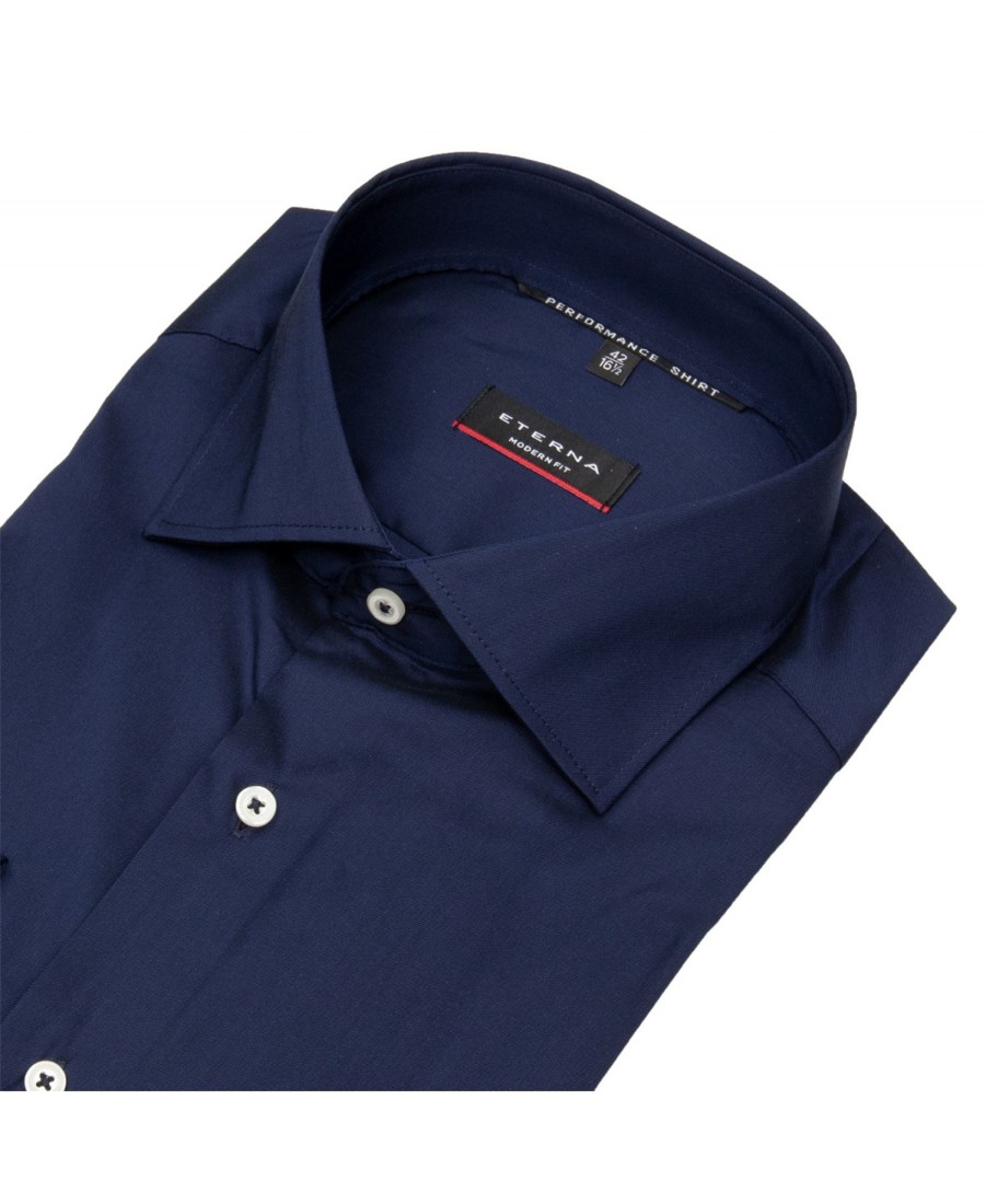 Hemden Eterna | Eterna Hemd - Modern Fit - Performance Shirt - Stretch - Dunkelblau