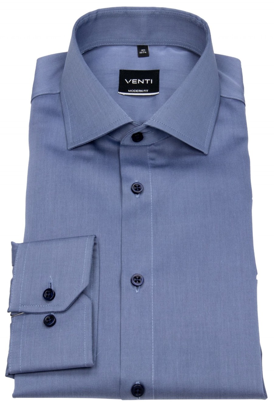 Hemden Venti | Venti Hemd - Modern Fit - Twill - Blau