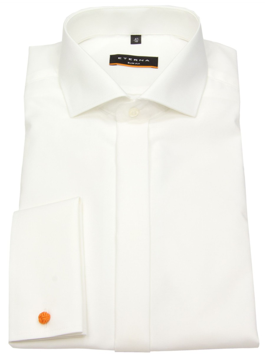 Hemden Eterna | Eterna Galahemd - Slim Fit - Haikragen - Umschlagman. - Creme - 72Cm Arm