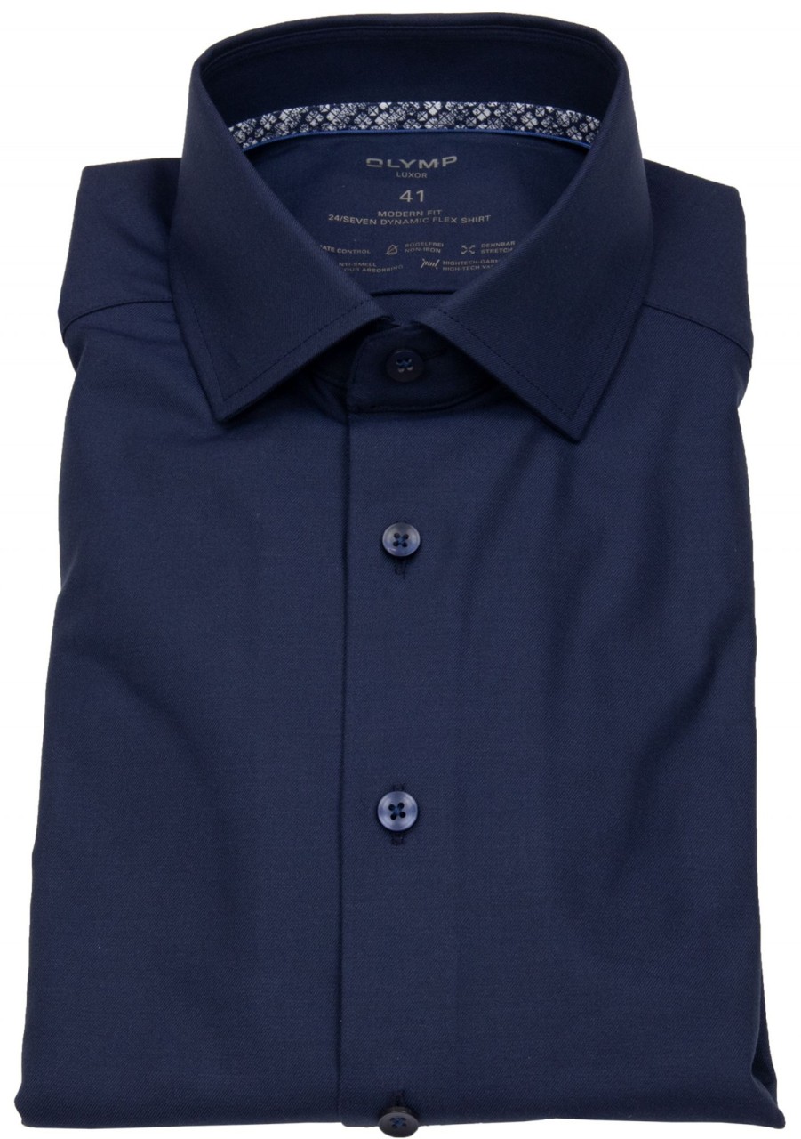 Hemden OLYMP | Olymp Hemd - Modern Fit - 24 / Seven Shirt - Dunkelblau - Extra Langer 69Cm Arm