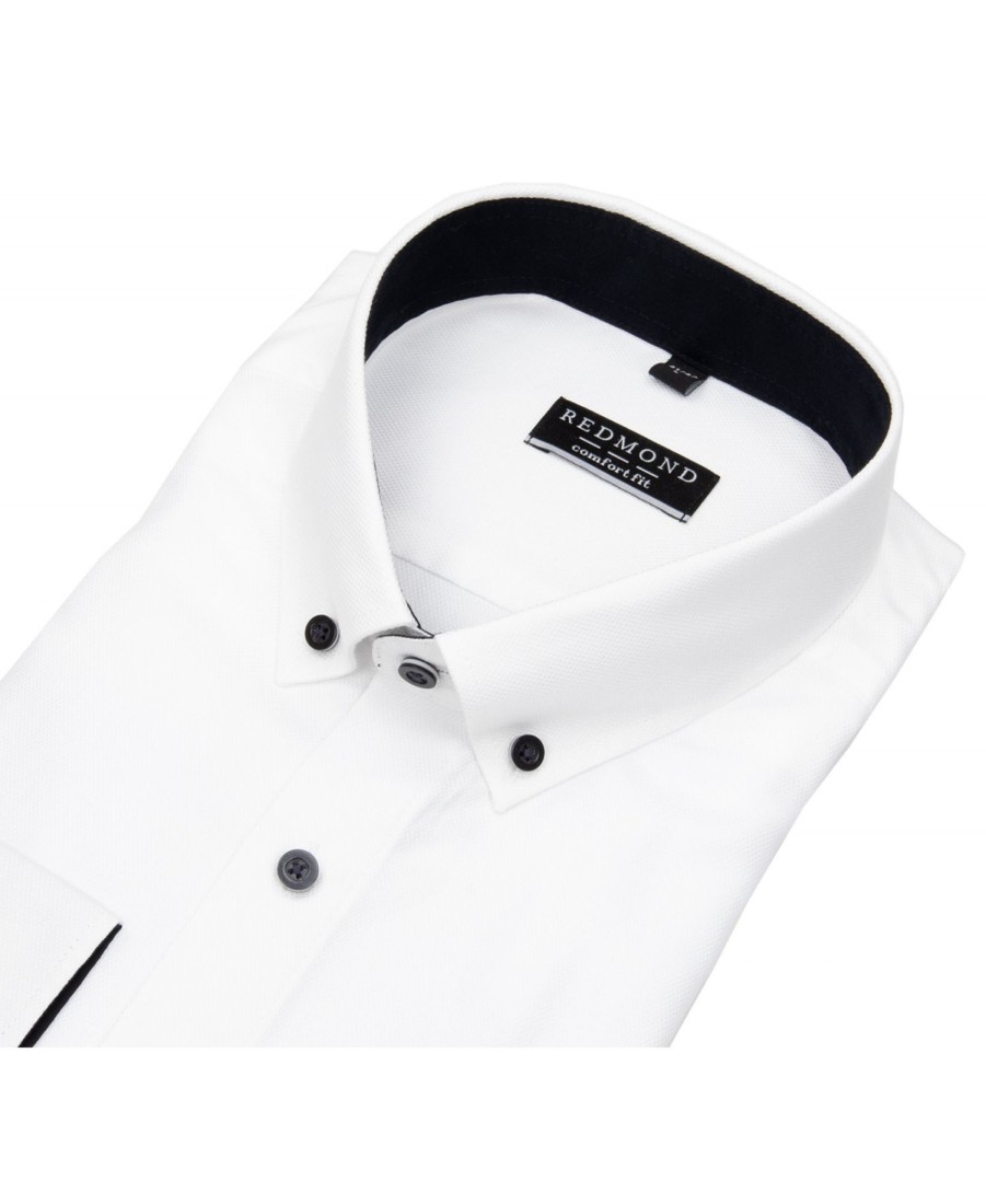 Hemden Redmond | Redmond Hemd - Comfort Fit - Button Down Kragen - Struktur - Weis