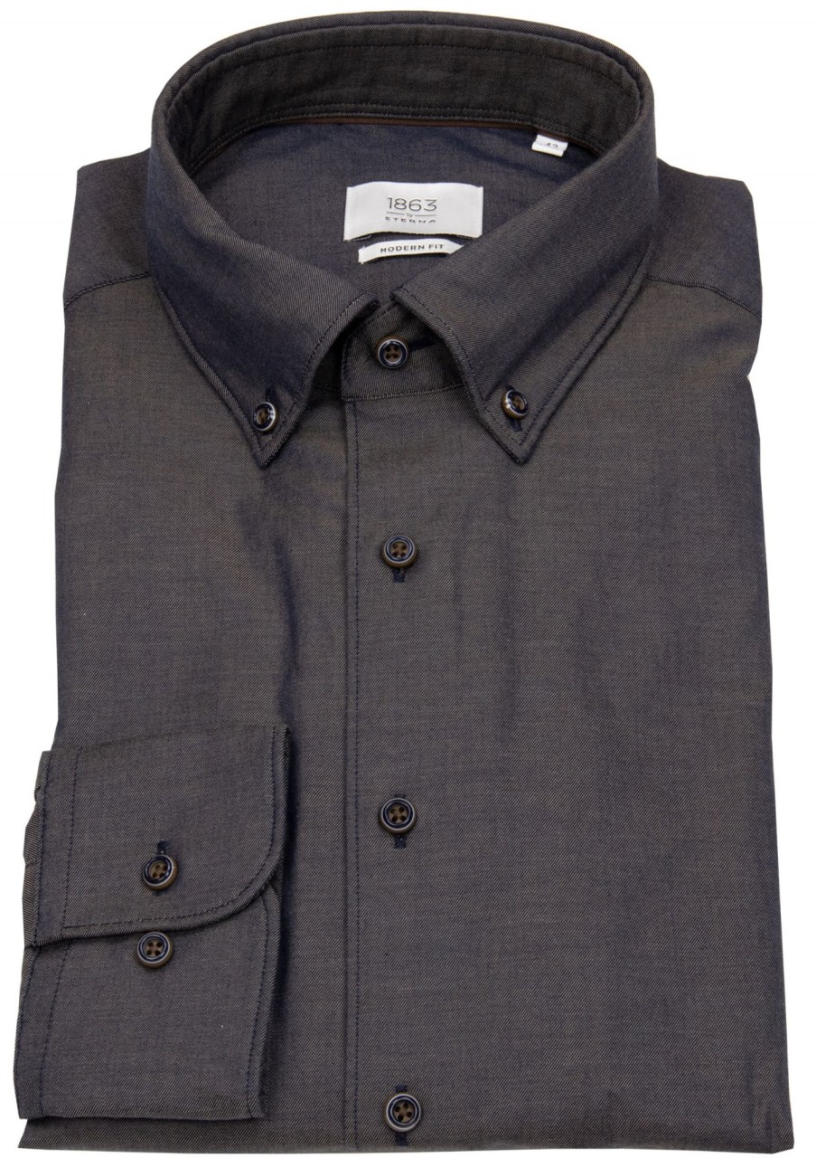 Hemden Eterna | Eterna Hemd - Modern Fit - Button Down - 1863 - Two Ply - Anthrazit