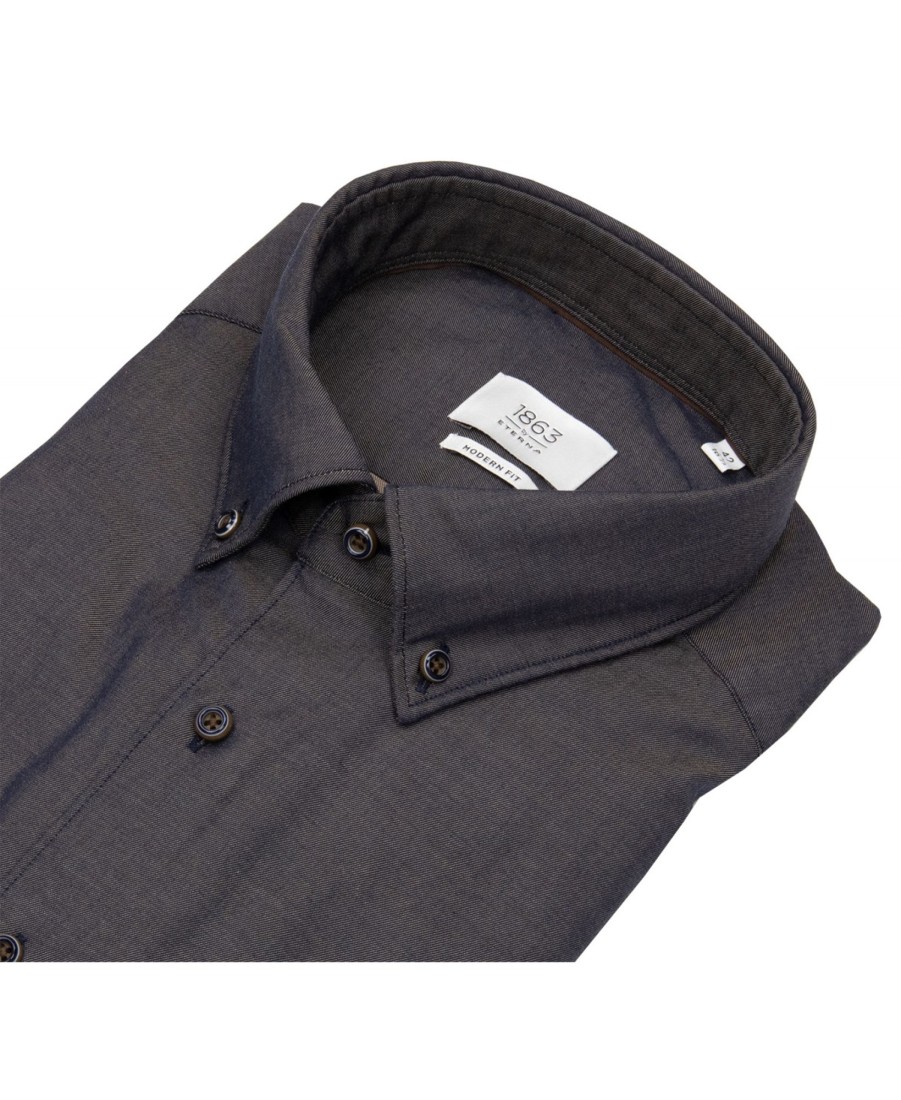 Hemden Eterna | Eterna Hemd - Modern Fit - Button Down - 1863 - Two Ply - Anthrazit