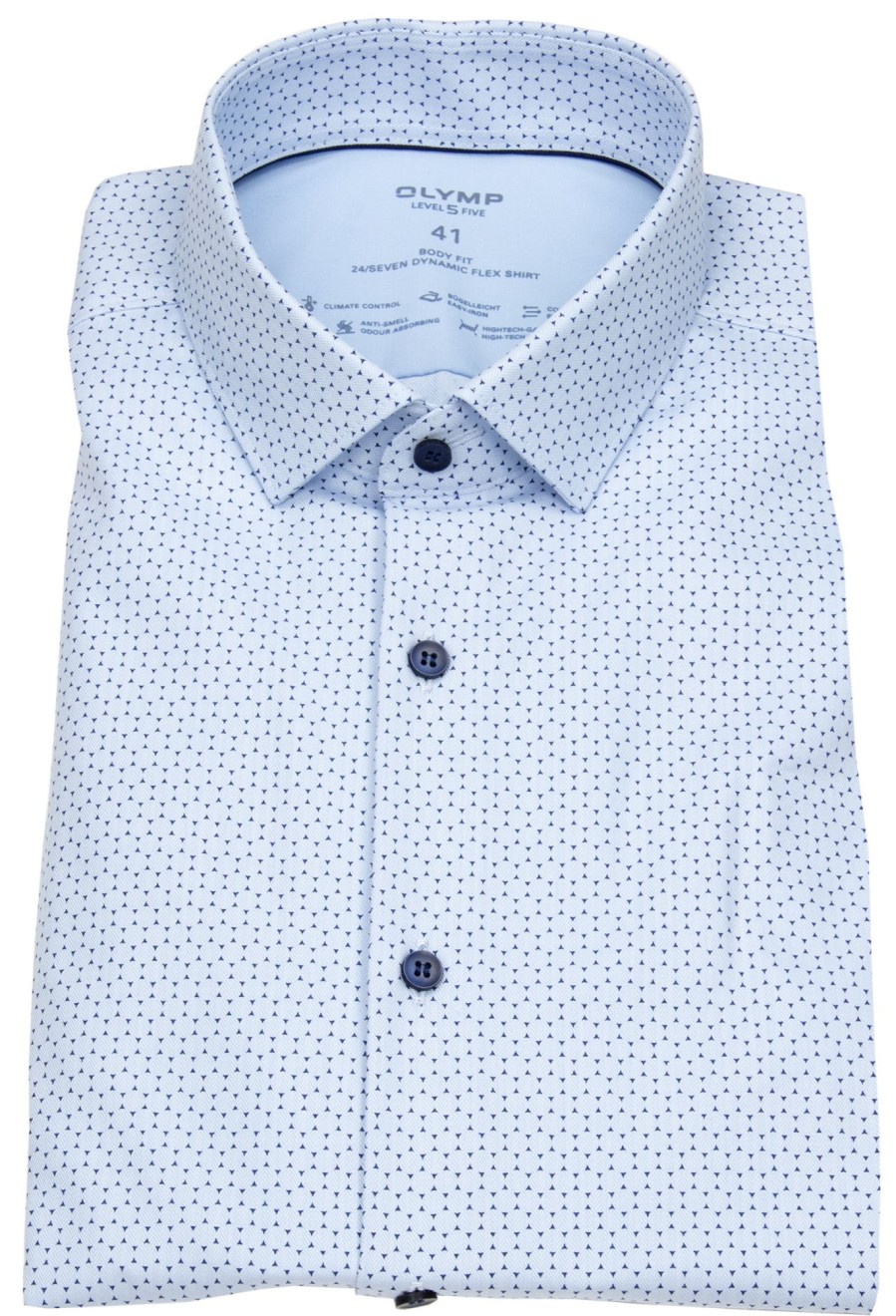 Hemden OLYMP | Olymp Hemd - Level 5- 24 / Seven Shirt - Print - Hellblau / Dunkelblau - Ohne Ovp