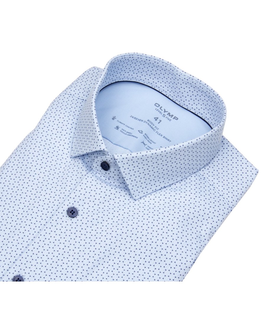 Hemden OLYMP | Olymp Hemd - Level 5- 24 / Seven Shirt - Print - Hellblau / Dunkelblau - Ohne Ovp