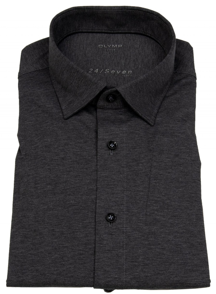 Hemden OLYMP | Olymp Hemd - Modern Fit - 24 / Seven - All Time Shirt - Anthrazit