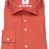 Hemden R2-Amsterdam | R2-Amsterdam Leinenhemd - Casual Fit - Haifischkragen - Orange