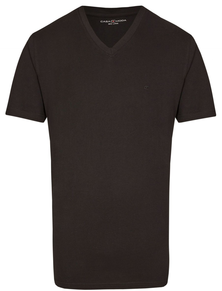 T-Shirts & Polos Casa Moda V-Ausschnitt | Casa Moda T-Shirt Doppelpack - V-Neck - Schwarz