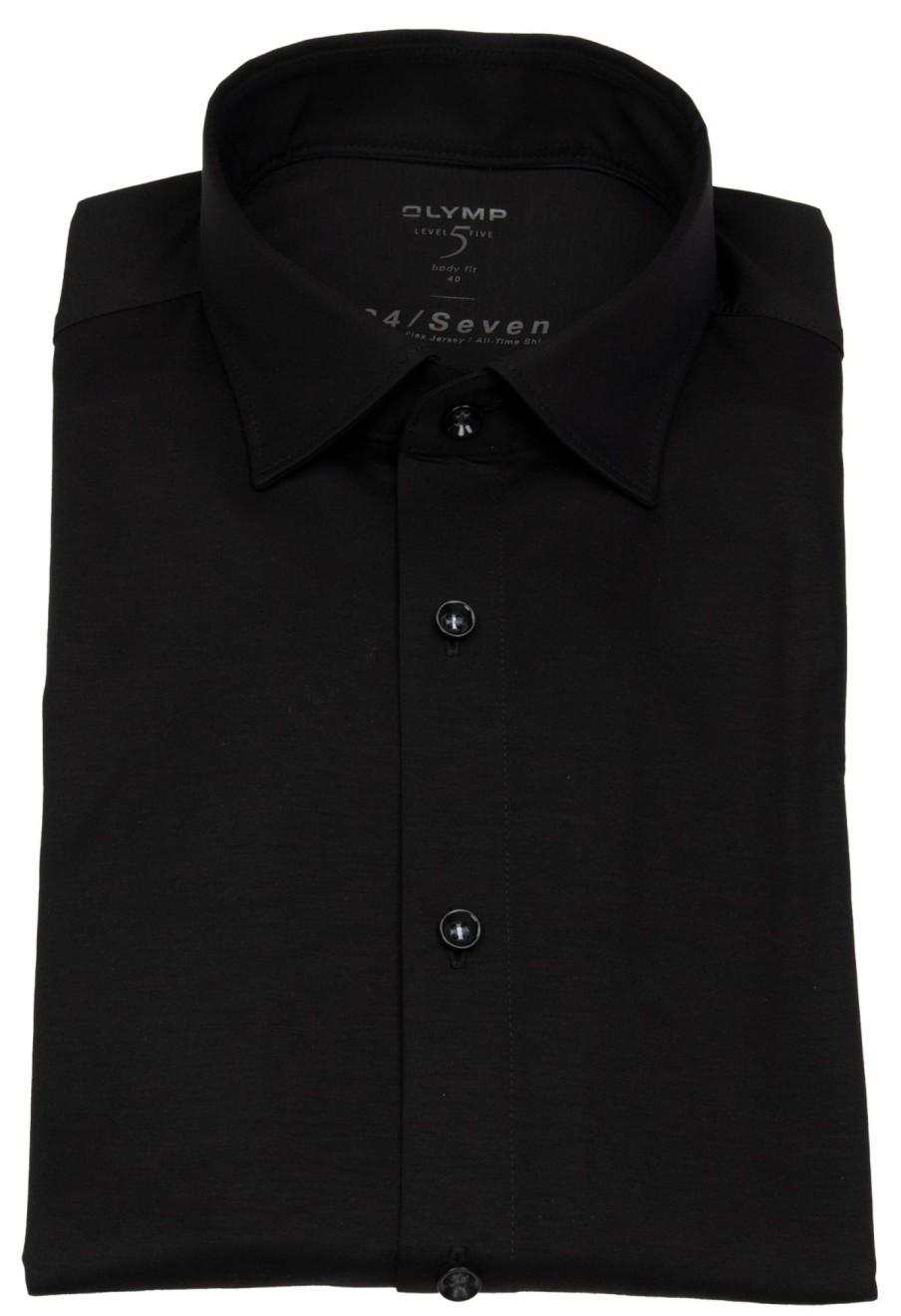 Hemden OLYMP | Olymp Hemd - Level 5 - 24 / Seven - All Time Shirt - Schwarz - Extra Langer 69Cm Arm