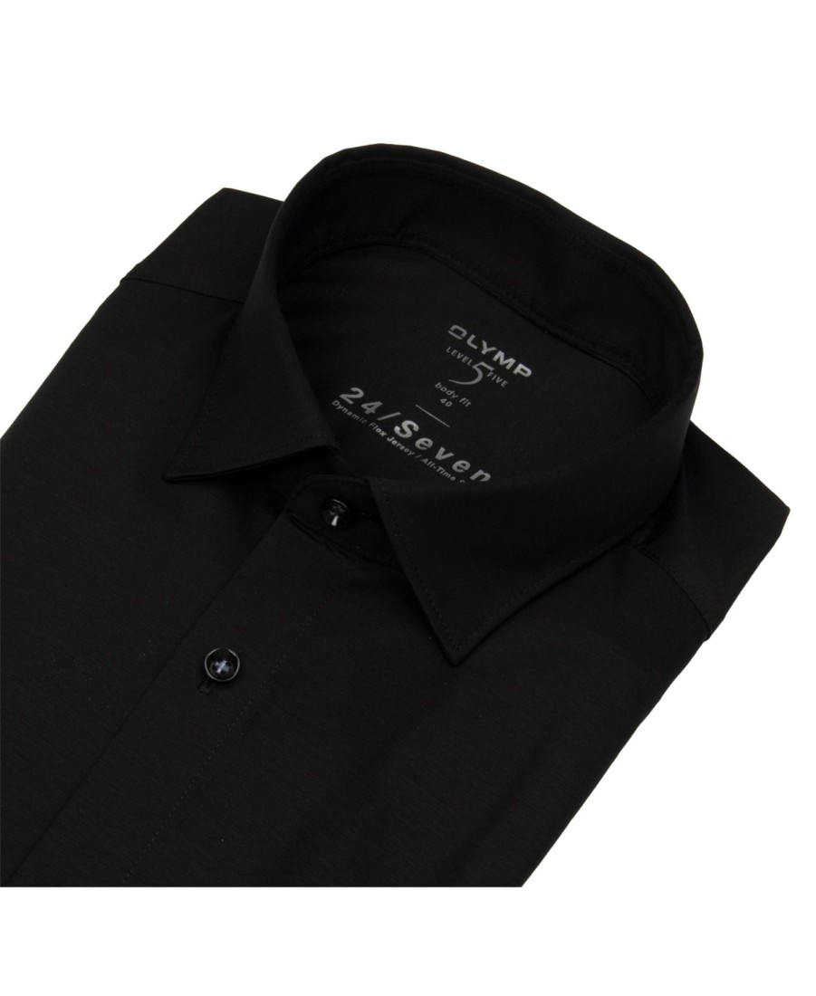 Hemden OLYMP | Olymp Hemd - Level 5 - 24 / Seven - All Time Shirt - Schwarz - Extra Langer 69Cm Arm