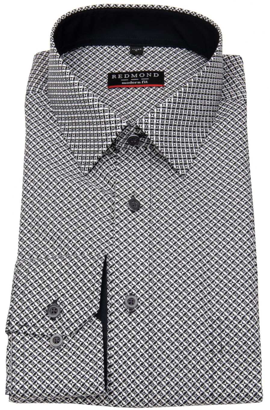 Hemden Redmond | Redmond Hemd - Modern Fit - Print - Schwarz / Weis