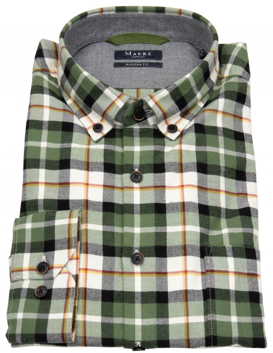 Hemden MAERZ Muenchen | Maerz Muenchen Hemd - Modern Fit - Button Down - Mehrfarbig Kariert