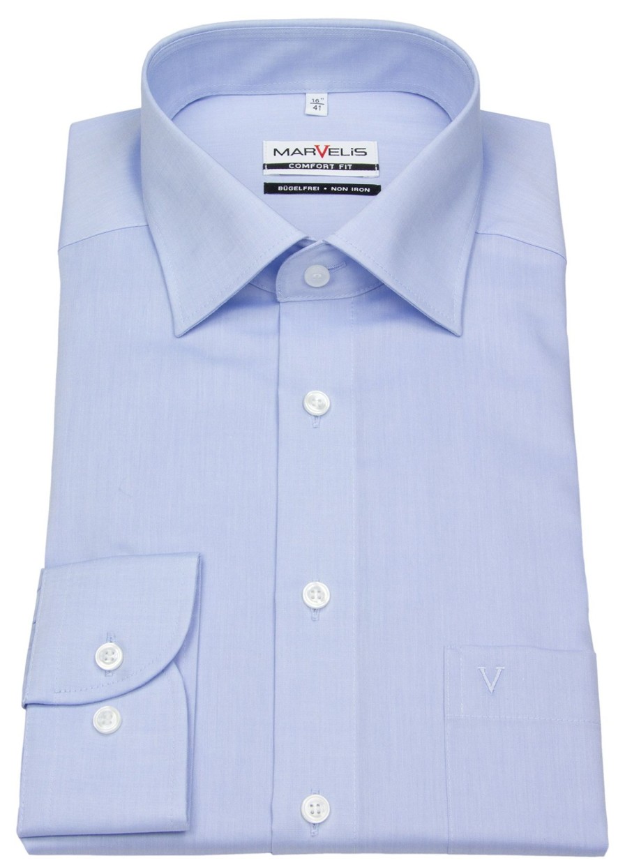 Hemden Marvelis | Marvelis Hemd - Comfort Fit - Chambray - Hellblau